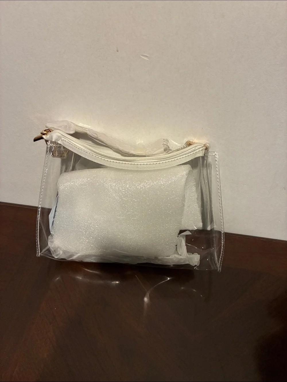 Clear PVC Crossbody Bag with White Trim